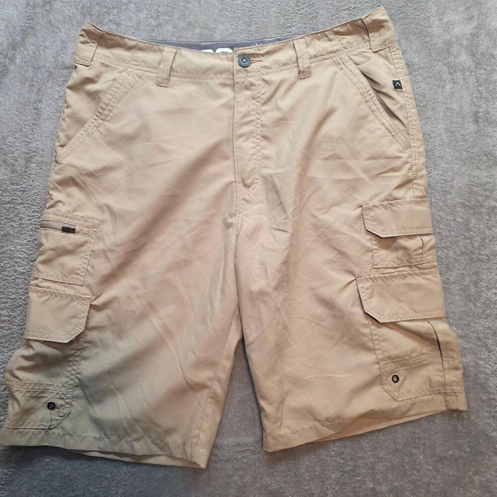 Denali Cargo Shorts Mens 32 Beige Microfiber Relaxed Fit Pockets Travel Summer